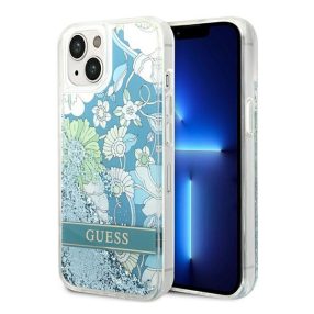   Guess Flower Liquid Glitter Apple iPhone 14 Plus hátlap tok, zöld