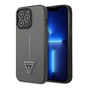   Guess SaffianoTriangle Apple iPhone 14 Pro Max hátlap tok, ezüst