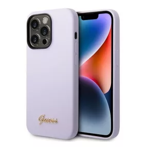   Guess Silicone Vintage Gold Apple iPhone 14 Pro Max hátlap tok, lila