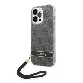 Guess 4G Print Strap Apple iPhone 14 Pro hátlap tok, fekete