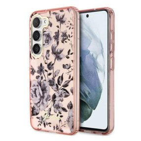   Guess Flower Collection Samsung Galaxy S23+ hátlap tok , rózsaszín