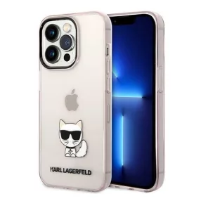   Karl Lagerfeld Transparent Choupette Body Apple iPhone 14 Pro hátlap tok, rózsaszín
