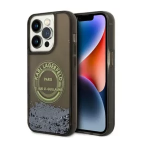   Karl Lagerfeld Liquid Glitter RSG Apple iPhone 14 Pro hátlap tok, fekete