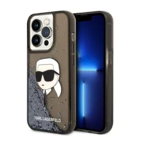   Karl Lagerfeld Glitter Karl Head Apple iPhone 14 Pro hátlap tok, fekete