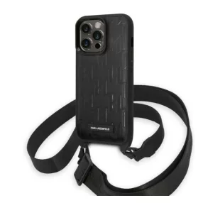   Karl Lagerfeld Monogram Plaque Logo Apple iPhone 14 Pro hátlap tok, fekete