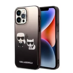   Karl Lagerfeld Gradient Ikonik Karl & Choupette Apple iPhone 14 Pro hátlap tok, fekete