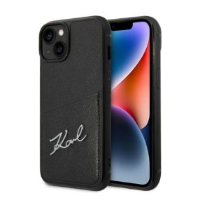   Karl Lagerfeld Signature Logo Cardslot Apple iPhone 14 Plus hátlap tok, fekete