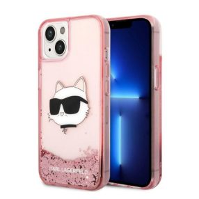   Karl Lagerfeld Glitter Choupette Head Apple iPhone 14 Plus hátlap tok, rózsaszín