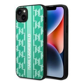   Karl Lagerfeld Monogram Stripe Apple iPhone 14 Plus hátlap tok, zöld