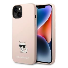   Karl Lagerfeld Silicone Choupette Body Apple iPhone 14 Plus hátlap tok, halvány rózsaszín