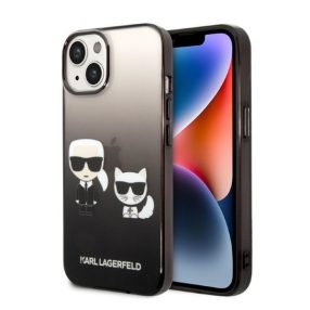   Karl Lagerfeld Gradient Ikonik Karl & Choupette Apple iPhone 14 Plus hátlap tok, fekete