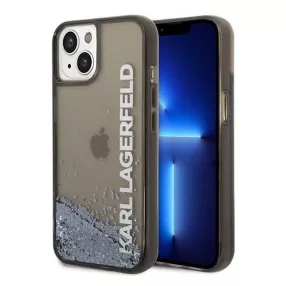   Karl Lagerfeld Liquid Glitter Elong Apple iPhone 14 hátlap tok, fekete