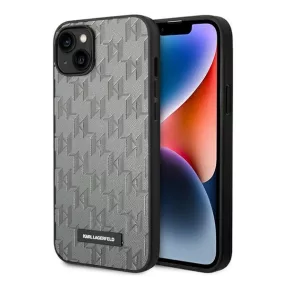   Karl Lagerfeld Saffiano Mono Metal Apple iPhone 14 hátlap tok, szürke