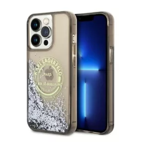   Karl Lagerfeld Liquid Glitter RSG Apple iPhone 14 Pro Max hátlap tok, fekete