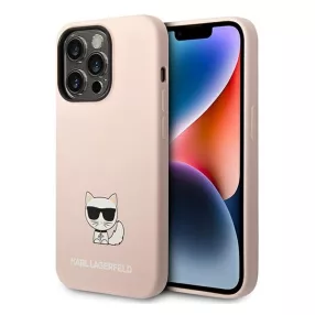   Karl Lagerfeld Silicone Choupette Body Apple iPhone 14 Pro Max hátlap tok, halvány rózsaszín