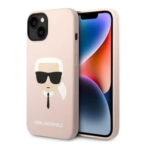   Karl Lagerfeld Silicone Karl's Head Apple iPhone 14 Plus Magsafe hátlap tok, halvány rózsaszín