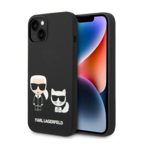   Karl Lagerfeld Liquid Silicone Karl & Choupette Apple iPhone 14 Plus Magsafe hátlap tok, fekete