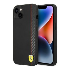   Ferrari Carbon Apple iPhone 14 Plus karbon hátlap tok, fekete