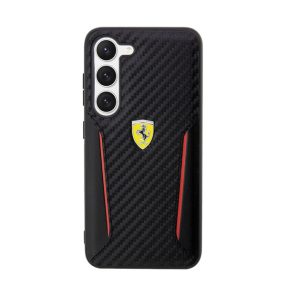   Ferrari Carbon Contrast Edges Samsung Galaxy S23+ karbon hátlap tok, fekete