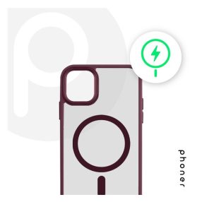   Phoner Apple iPhone 11 Pro Hybrid Mag MagSafe kemény hátlap tok, burgundi vörös