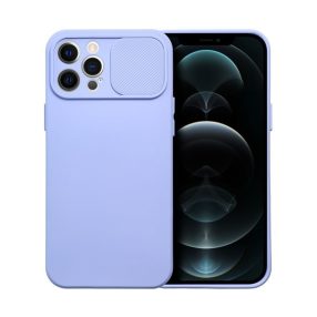   Slide Apple iPhone 12 Pro Max, kameravédős szilikon tok, levendula