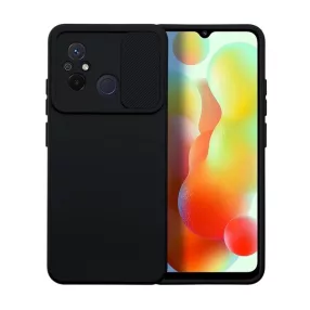Slide Xiaomi Redmi 12C, kameravédős szilikon tok, fekete