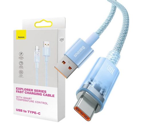 Baseus Explorer USB-Type-C adatkábel, 100W, 2m, kék