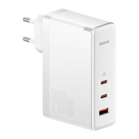   Baseus GaN5 Pro hálózati töltő 2xUSB-C + USB-A, 140W, fehér
