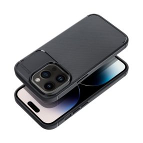   Forcell Carbon Premium hátlap tok Apple iPhone 15 Pro Max karbon mintás szilikon tok, fekete