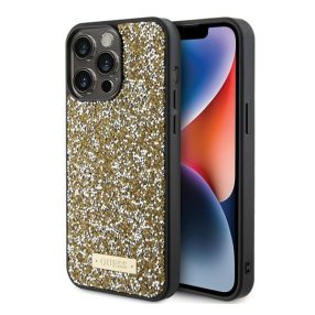   Guess Rhinestone Metal Logo Apple iPhone 15 Pro hátlap tok, sárga