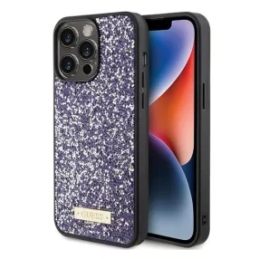   Guess Rhinestone Metal Logo Apple iPhone 15 Pro hátlap tok, lila