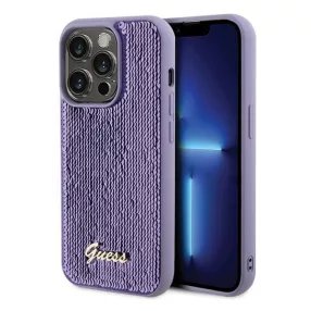  Guess Sequin Script Metal Apple iPhone 15 Pro hátlap tok, lila