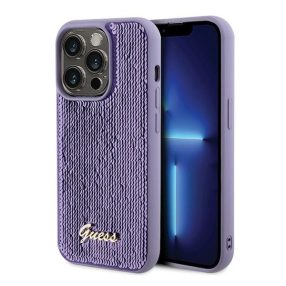   Guess Sequin Script Metal Apple iPhone 15 Pro Max hátlap tok, lila