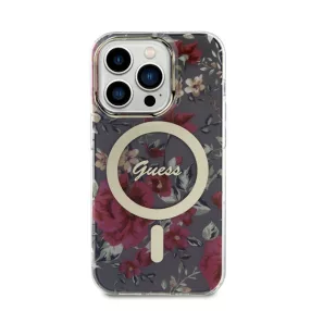   Guess IML Flowers MagSafe Apple iPhone 14 Pro hátlap tok, khaki