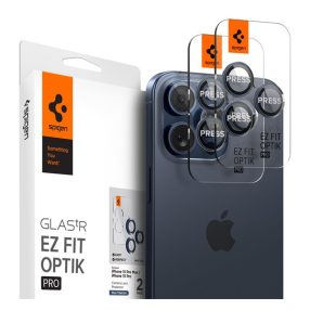   Spigen Glas.tR EZ Fit Optik Pro Apple iPhone 14 Pro / 14 Pro Max / 15 Pro / 15 Pro Max / 16 Pro / 16 Pro Max / 17 Pro / 17 Pro Max, Tempered kameralencse-védő fólia, kék titánium (2db)
