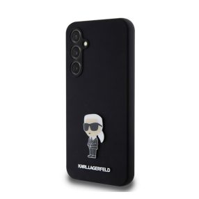  Karl Lagerfeld Liquid Silicone Metal Ikonik Samsung Galaxy S23 FE hátlap tok, fekete