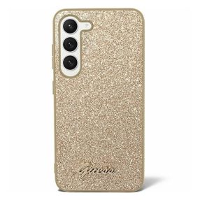  Guess Glitter Script 4G Samsung Galaxy S24+ hátlap tok, arany