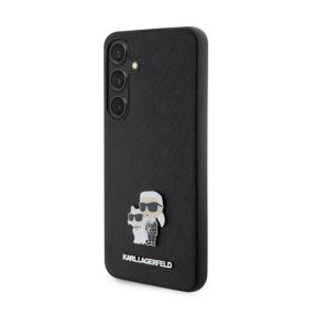   Karl Lagerfeld Saffiano Karl & Choupette Metal Pin Samsung Galaxy S24+ tok, fekete