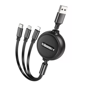   HOCO X75 3in1 USB / Lightning / MicroUSB / USB-C töltő- és adatkábel, 1m, fekete
