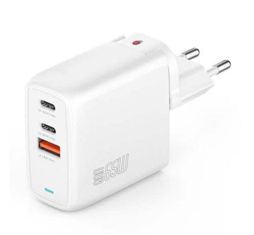 4smarts GaN Flex töltő adapter 2xUSB-C + 1 USB-A, 65W, fehér