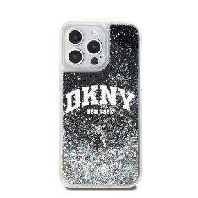   DKNY Liquid Glitter Arch Logo iPhone 15 Pro Max hátlap tok, fekete