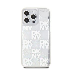   DKNY Liquid Glitter Checkered Pattern iPhone 15 Pro Max hátlap tok, átlátszó