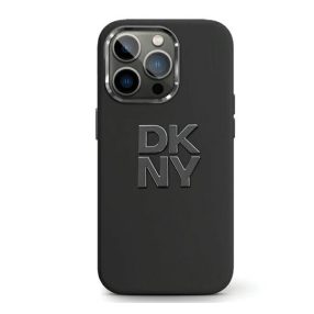   DKNY Liquid Silicone Metal Logo Apple iPhone 15 Pro Max hátlap tok, fekete, DKHCP15XSMCBSK