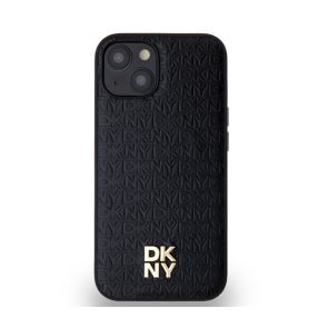   DKNY PU Leather Repeat Pattern Stack Logo Apple iPhone 15 Magsafe kompatibilis hátlap tok, fekete