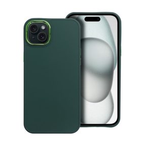   Frame iPhone 15 Plus közepesen ütésálló tok kameravédő kerettel, zöld