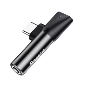 Baseus USB-C-USB-C+Mini Jack 3,5 mm audio adapter, fekete