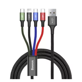   Baseus Fast 4in1 töltő- és adatkábel USB / 2x USB-C / Lightning / MicroUSB 3,5A, 1.2 m, fekete