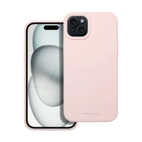   Roar Apple iPhone 15 Plus prémium szilikon tok velúr béléssel, világos rózsaszín
