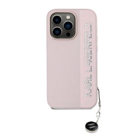   Karl Lagerfeld PU Saffiano Rhinestone Charm Apple iPhone 15 Pro Max hátlap tok, rózsaszín