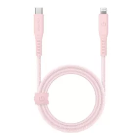   Energea Flow C94 USB-C / Lightning MFI szövet gyorstöltő- és adatkábel, 1.5m, 60W, 3A, rózsaszín